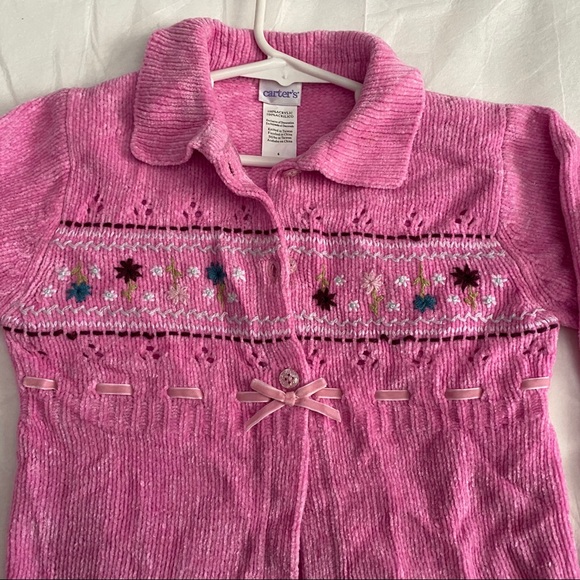 Carter’s Pink Sweater Girls Size 6 w/ Embroidery - Picture 2 of 6